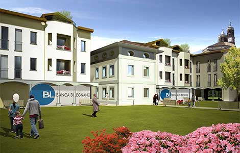 Rendering esterno per Immobiliare IDA s.r.l. con vista da via Roma
